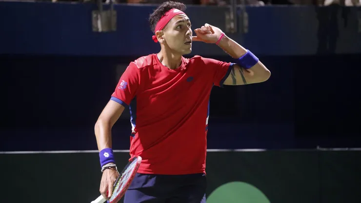 La celebración de Alejandro Tabilo en Copa Davis.