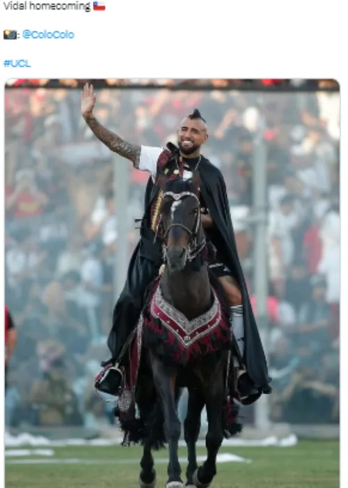 La publicación de la Champions League ante el regreso de Vidal a Colo Colo. | Foto: Captura.