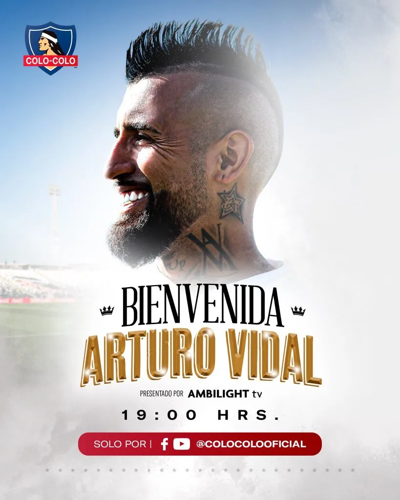Arturo Vidal será el dueño de la fiesta en el Monumental. Imagen: Colo Colo.