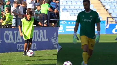 Claudio Bravo le alegró el día a unos pequeños pasapelotas del Betis.