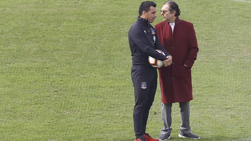 Esteban Paredes junto a Aníbal Mosa en el Monumental.