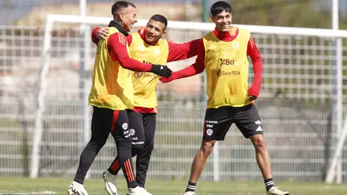 Alexis Sánchez, Eduardo Vargas y Darío Osorio en los entrenamientos de la Roja. Foto: Carlos Parra