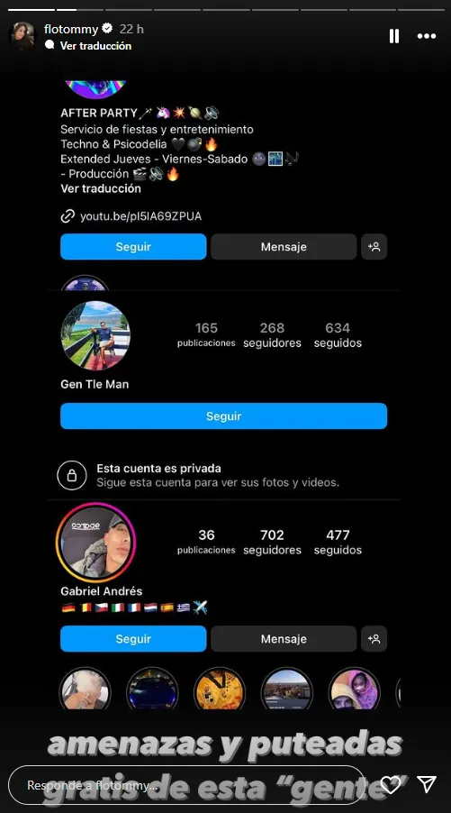 El mensaje de Florencia Pouso, pareja de Maximiliano Falcón, para denunciar amenazas en su contra. Foto: Instagram.