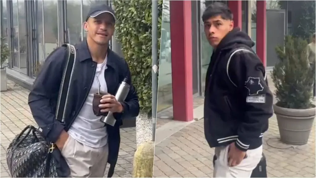 Alexis Sánchez y Darío Osorio ya están con la Roja en Italia. Foto: Eugenio Salinas, enviado especial de RedGol en Europa.