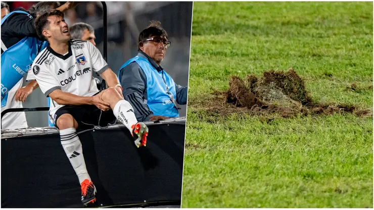 César Fuentes salió lesionado por el estado de la cancha del Estadio Monumental.