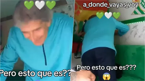 Manuel Pellegrini visitó el auto de unos hinchas del Betis y hasta les dejó un autógrafo.