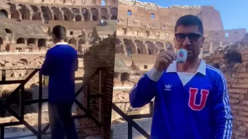 David Pizarro con la camiseta de la U en el Coliseo de Roma