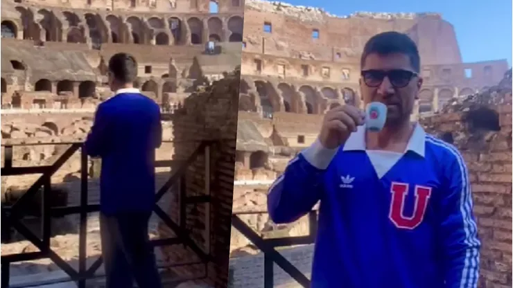 David Pizarro con la camiseta de la U en el Coliseo de Roma