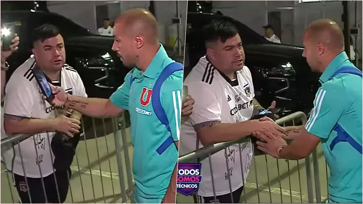 Díaz atendió feliz a unos hinchas de Colo Colo