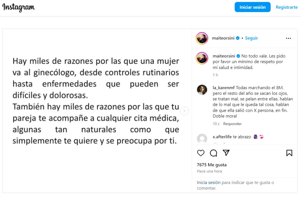 (Instagram de Maite Orsini)