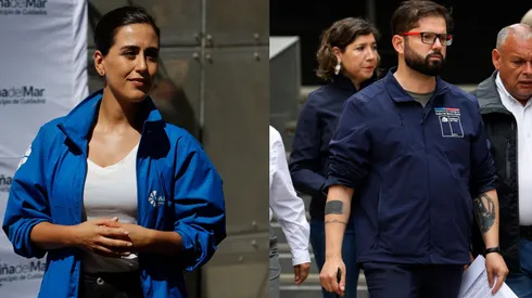 La alcaldesa Macarena Ripamonti a la derecha y el Presidente Gabriel Boric a la izquierda.