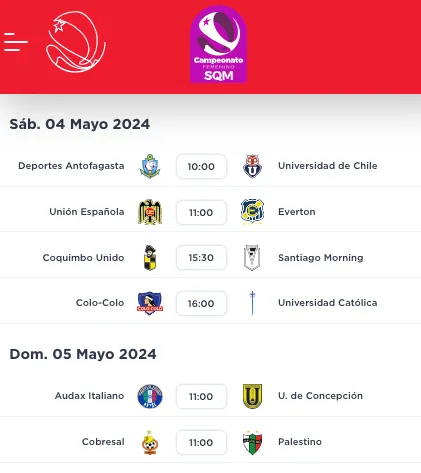 La programación del campeonato femenino