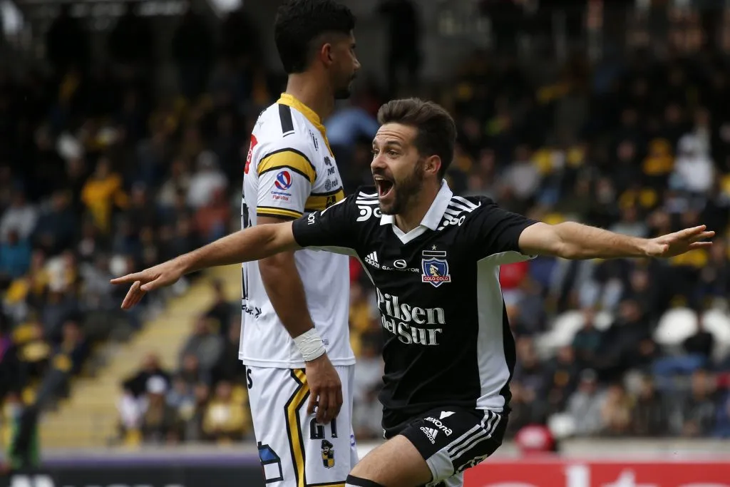 Agustín Bouzat celebra un gol ante Coquimbo Unido el día que Colo Colo se adueñó de su estrella 33. (Andrés Piña/Photosport).