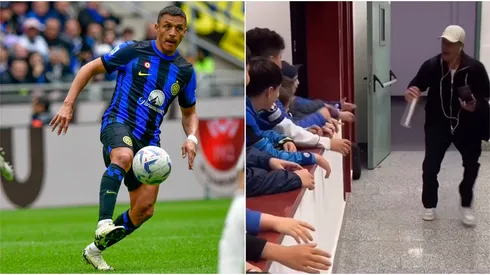 Alexis muestra su alma de niño con jóvenes fanáticos del Inter de Milán.