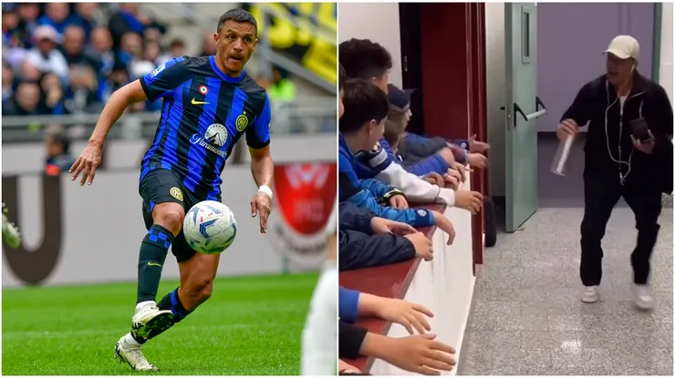 Alexis muestra su alma de niño con jóvenes fanáticos del Inter de Milán.