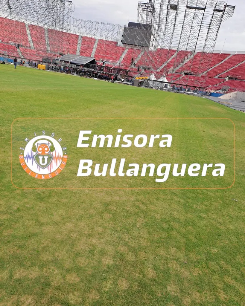 Los trabajos de desarme de escenario dejan ver la cancha del Estadio Nacional. Foto: Emisora Bullanguera.
