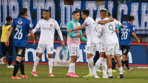 Futbol, Huachipato vs Universidad de Chile Decima fecha, campeonato Nacional 2024. Jugadores de Universidad de Chile celebran el triunfo contra Huachipato durante el partido de primera division disputado en el estadio CAP de Talcahuano, Chile. 28/04/2024 Eduardo Fortes/Photosport Football, Huachipato vs Universidad de Chile 10th date, 2024 National Championship. Universidad de Chile players celebrate their victory against Huachipato during the first division match played at the CAP stadium in Talcahuano, Chile. 28/04/2024 Eduardo Fortes/Photosport