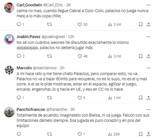 La reacción de los hinchas de Colo Colo en Twitter.