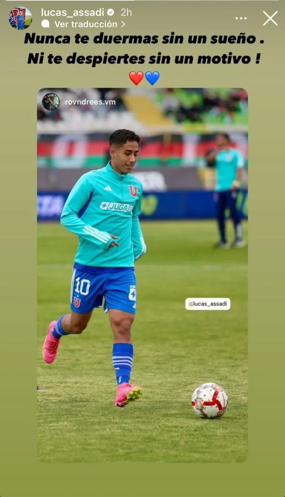 La historia que fue publicada en sus redes sociales tras el partido ante Palestino.