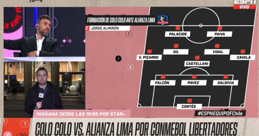 Valdivia no podía creer la formación de Almirón