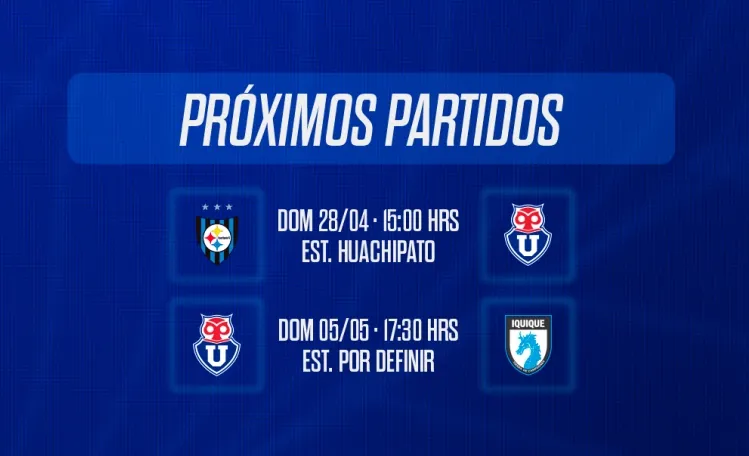 La agenda de partidos entregada por la propia Universidad de Chile.
