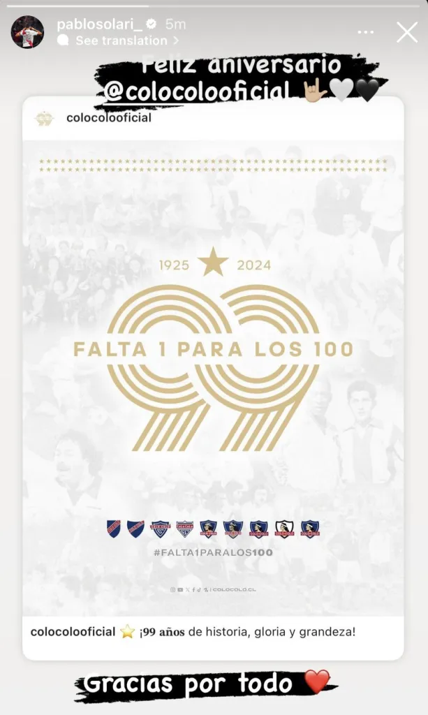 El saludo de Pablo Solari | Instagram