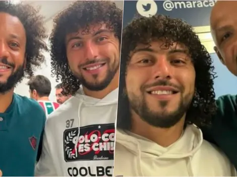 Falcón de turista: fotos con Marcelo y Melo tras la derrota de Colo Colo