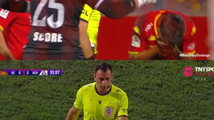 El proyectil que le impactó a Franco Frías en la mano del juez, Diego Flores. (Foto: Capturas TNT Sports).