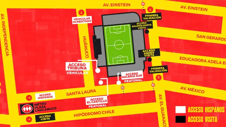 La guía para el ingreso al estadio. (Foto: Unión Española).
