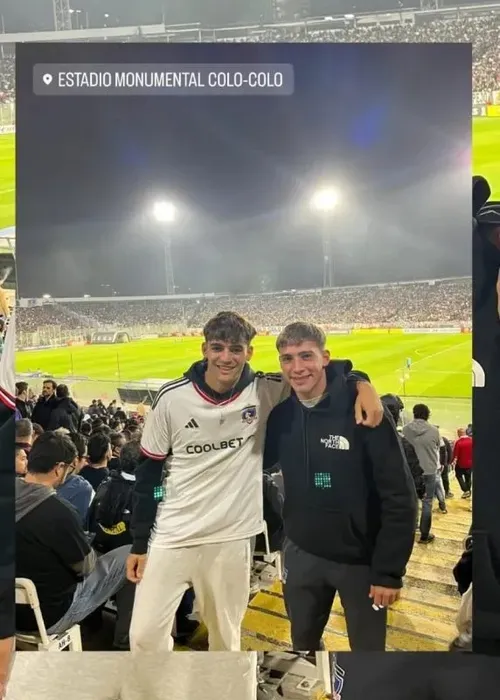 Bautista Giannoni viendo a Colo Colo ante Cerro Porteño junto a Fidel Tourn. | Foto: @bautigiannoni.