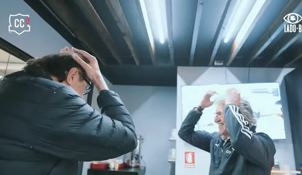 Stöhwing y Morón no pueden creer la diana de Cepeda. (Captura Lado B | Colo Colo).