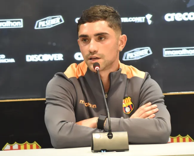 Nicolás Ramírez en su presentación como refuerzo del Barcelona de Ecuador. (Captura SC Barcelona).