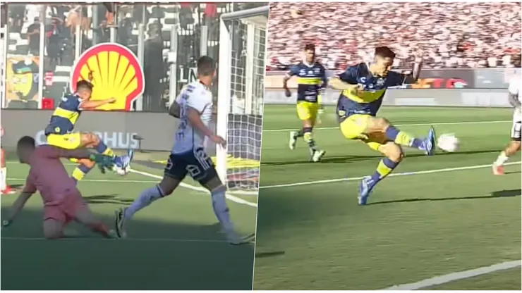 El gol de la polémica en el Estadio Monumental.