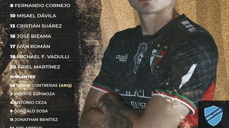 La alineación del Tino en La Paz. (Foto: Palestino).