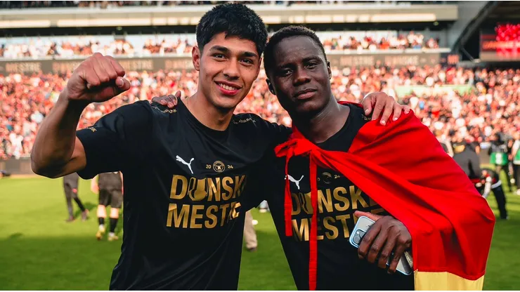 Darío Osorio y su partner en Midtjylland, Franculino Djú.