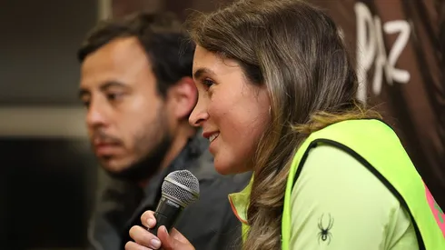 Camila Gómez, mamá de Tomás Ross, llegó hasta San Pedro de la Paz para visibilizar la distrofia muscular de Duchenne que padece su hijo (16 de mayo de 2024)