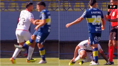 La patada ni siquiera pudo darla bien Braian Martínez.