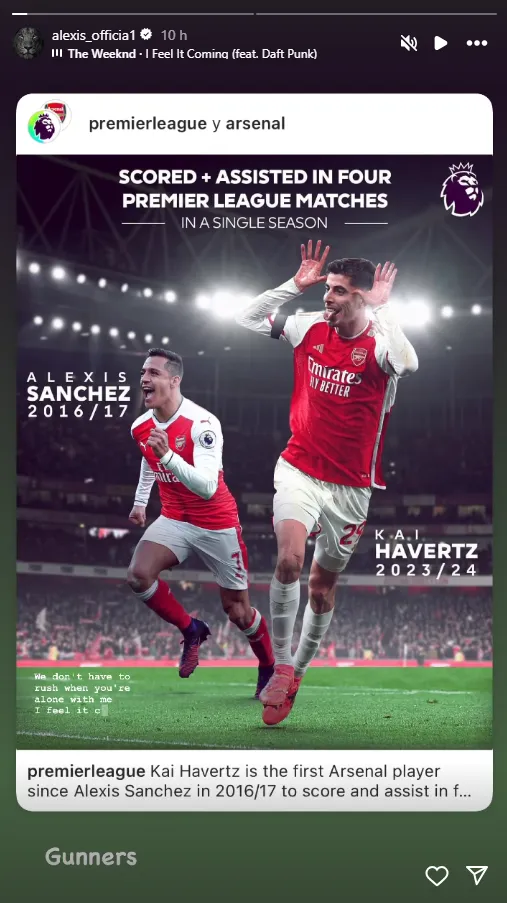 El mensaje de Alexis Sánchez al Arsenal. Foto: Instagram.