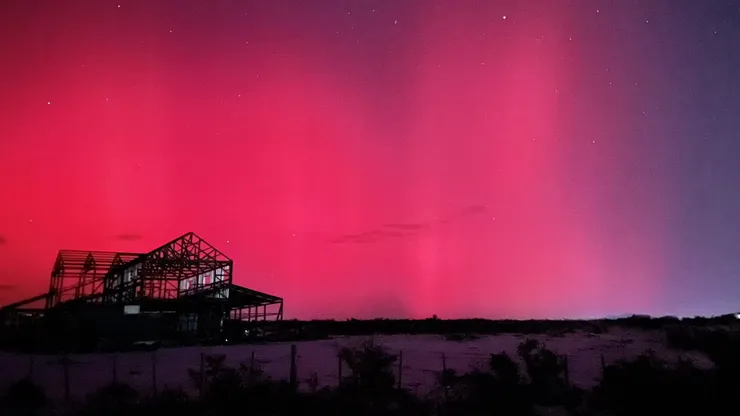 Imagen de las auroras australes en Aysén.
