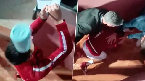 El serbio terminó en el suelo tras recibir el botellazo en la cabeza