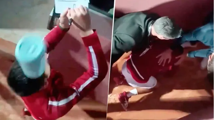 El serbio terminó en el suelo tras recibir el botellazo en la cabeza