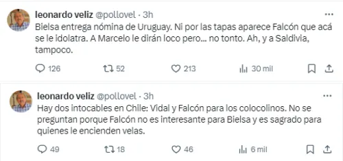 El mensaje de Leonardo Veliz contra los jugadores de Colo Colo. | Foto: Captura.