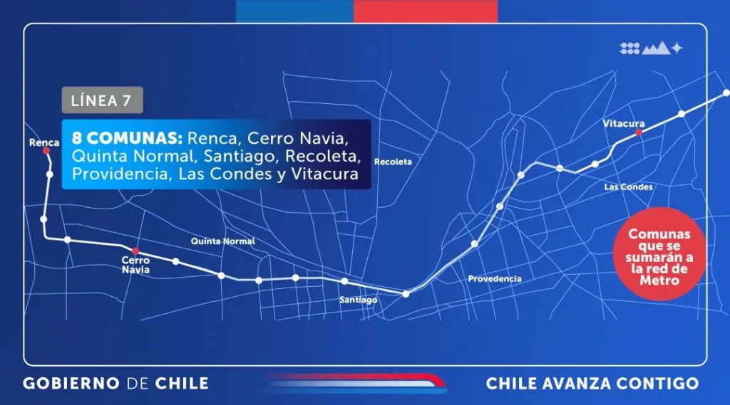 El recorrido de la nueva Línea 7. Foto: Min. de Transportes.