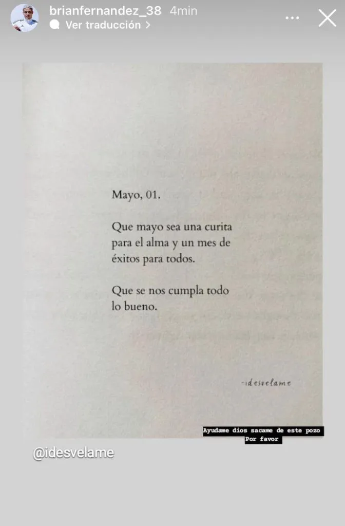 El mensaje que dejó Brian Fernández | Instagram