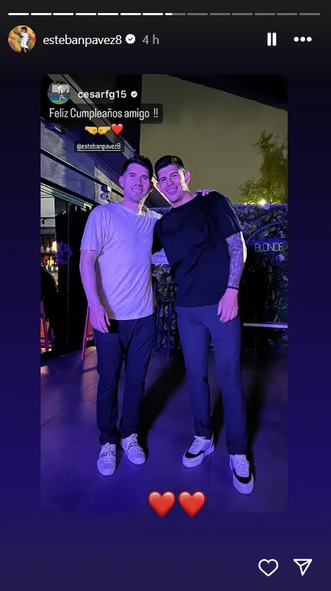 César Fuentes y Esteban Pavez juntos en el cumpleaños del capitán de Colo Colo. (Foto: Instagram).