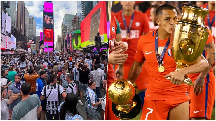 Hinchas chilenos arruinan banderazo de Argentina con foto de Alexis Sánchez.