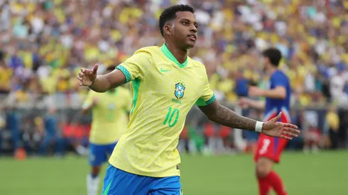 Rodrygo celebra su tanto en el encuentro de Brasil vs Estados Unidos.