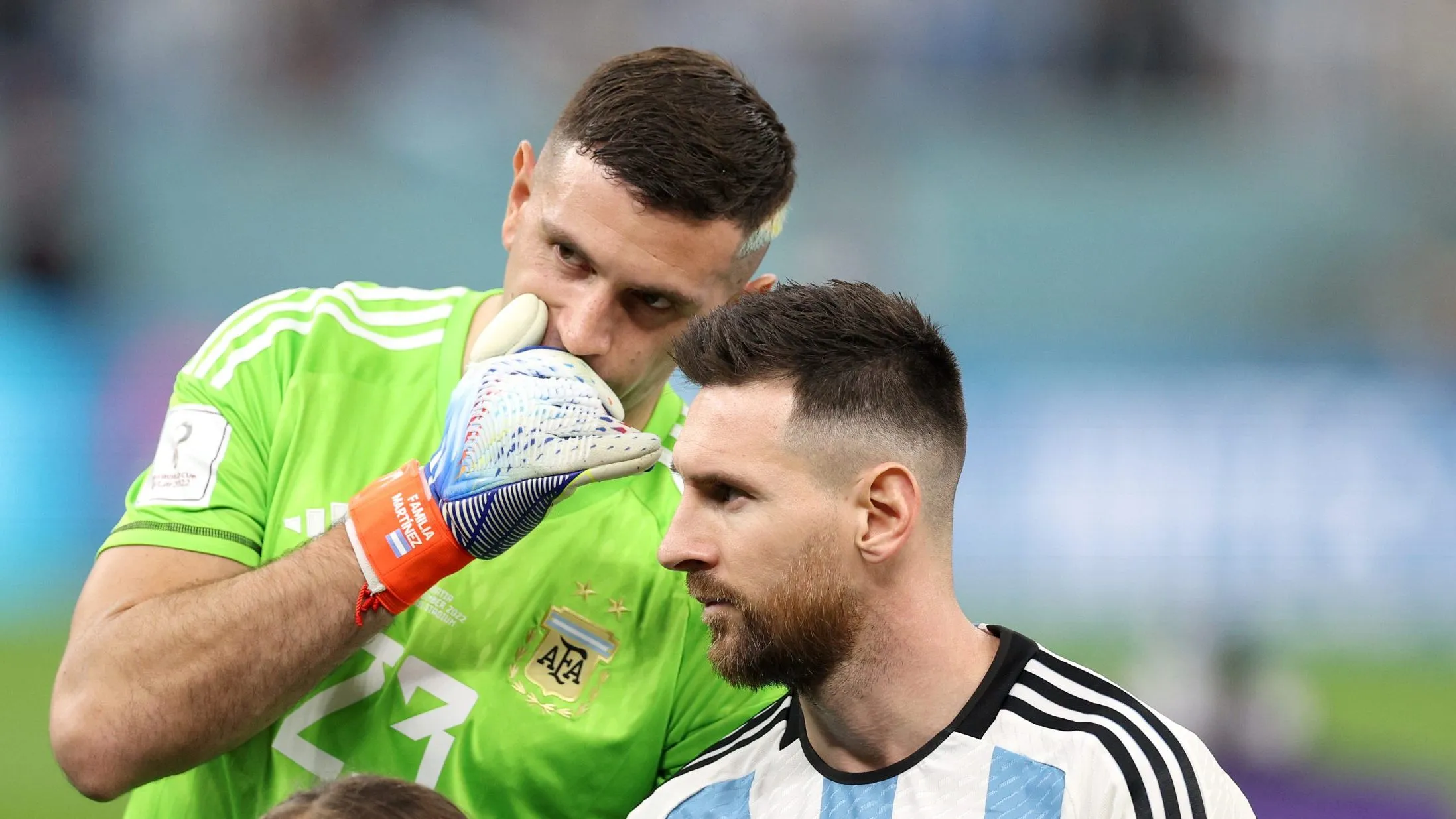 El Dibu y la Pulga en Qatar 2022. (Richard Heathcote/Getty Images).