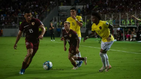 Soteldo, Miguel Navarro, Kendry Páez y Ángelo Preciado en el último partido entre Venezuela y Ecuador.
