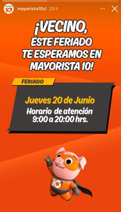 Historia de Mayorista 10 en su cuenta de Instagram